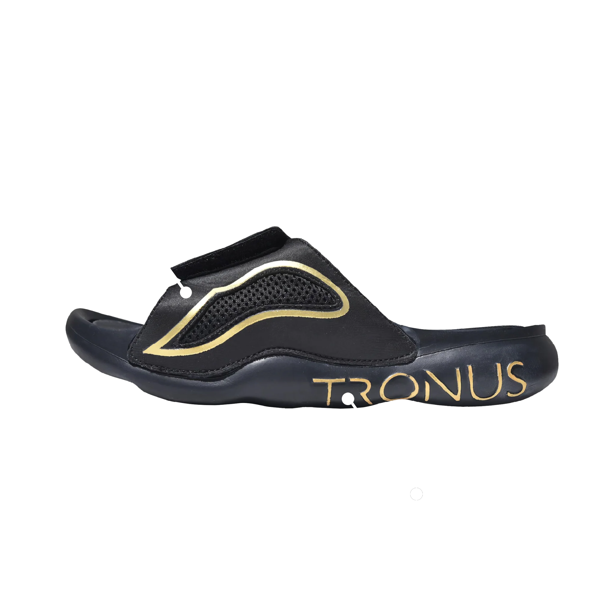 TRONUS FOOTWEAR Luxe Sports Recovery Slides Breathable Stylish Gold-trimmed Mesh Sides